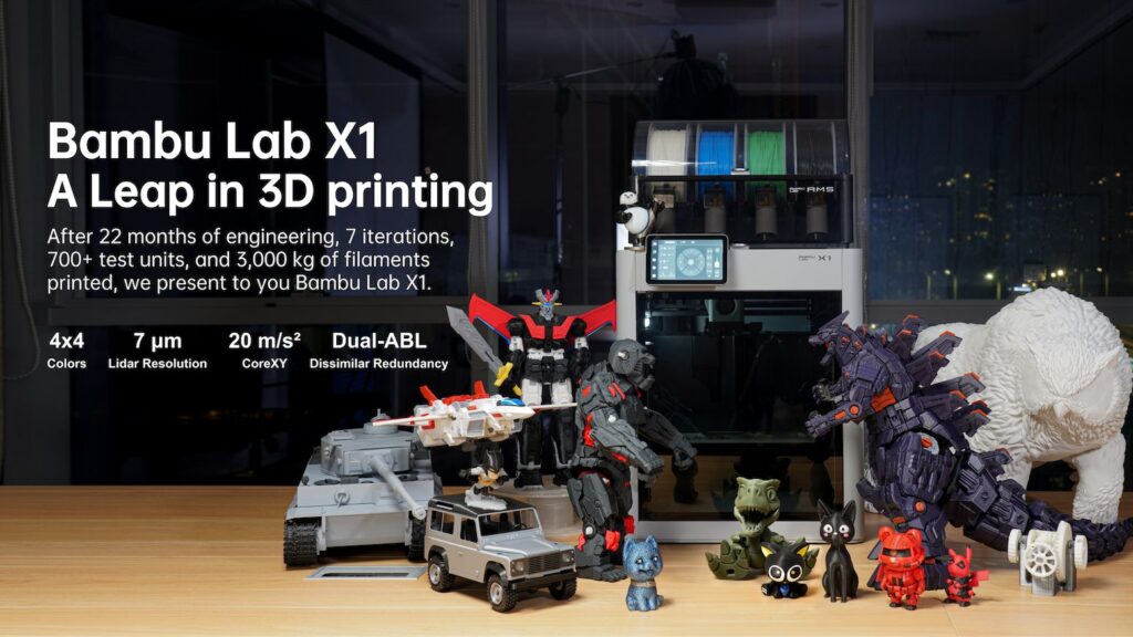 2. Bambu Lab X1 CoreXY Color 3D Printer with Lidar and AI