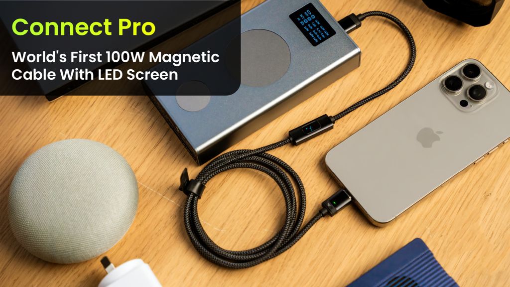 3. Kickstarter - Connect Pro World's 1st 100W Magnetic Cable With LED screen