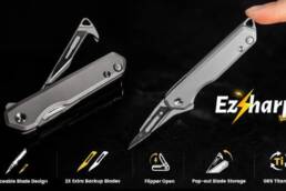 Kickstarter - Ezsharp Titanium Folding Knife w Quick Relase Backup Blades