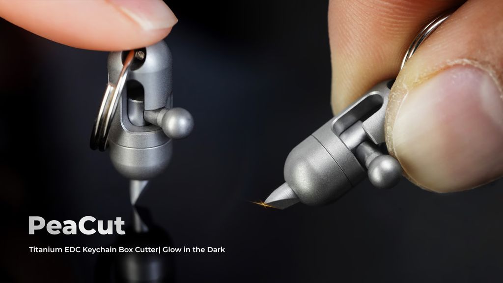 Titanium Keychain Box PeaCut- Titanium EDC Keychain Box Cutter| Glow in the Dark - Hunt4Best
