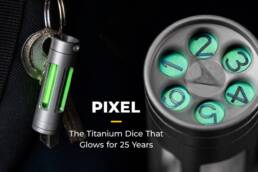 PIXEL- Titanium Tritium D6 Fidget Pendant Glows for 25 Years