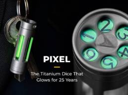 PIXEL- Titanium Tritium D6 Fidget Pendant Glows for 25 Years