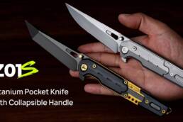 Zyac Z01S- Titanium Pocket Knife with Collapsible Handle